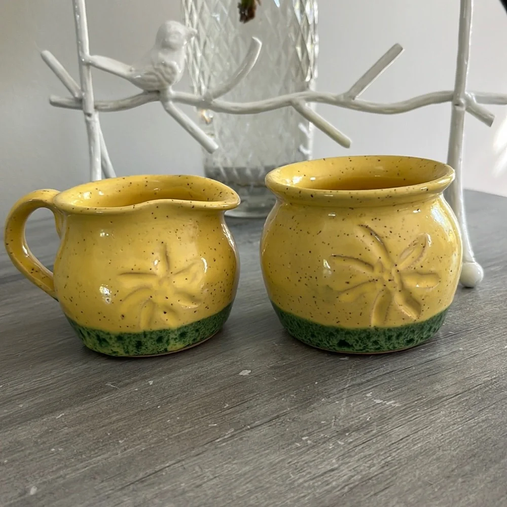 Handcrafted Pottery Sugar and Creamer Set